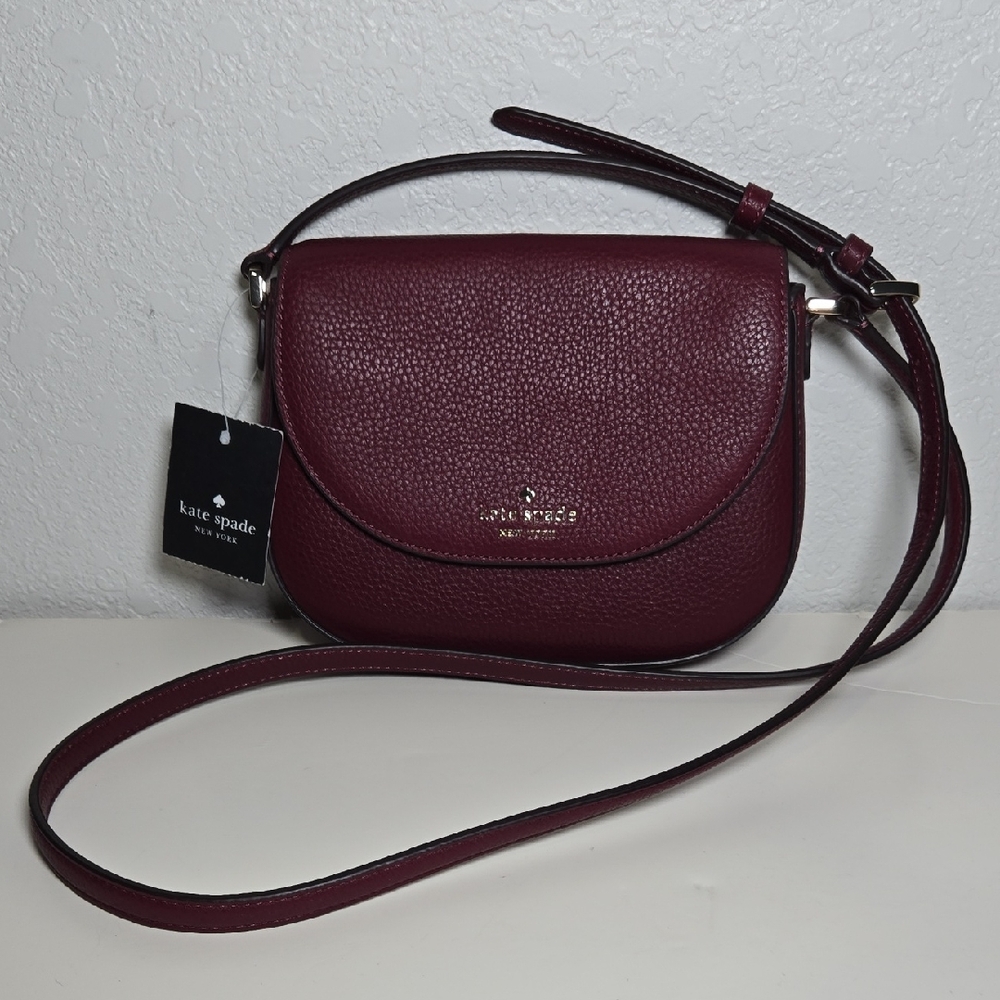 Kate Spade Mini Flip Crossbody Pebbled Leather Berry